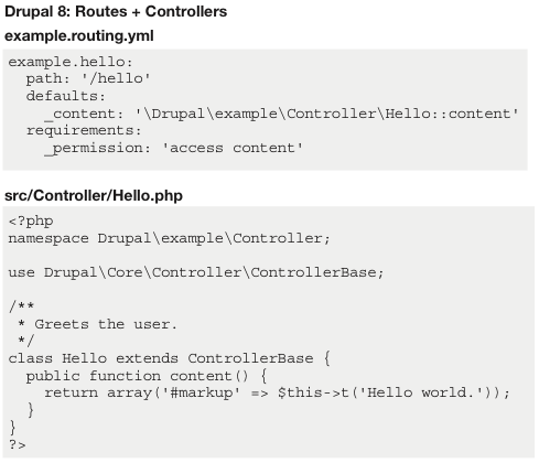 Drupal 8: Routes + Controllers
