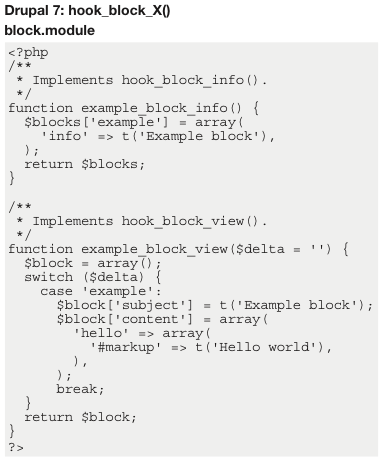 Drupal 7: hook_block_X()
